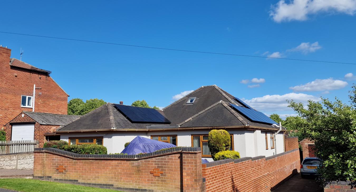 Solar panels on bungalow 